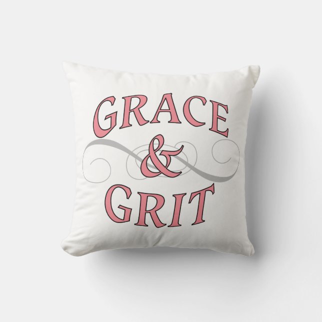 Almofada Grace & Grit em rosa e Cinza (Frente)