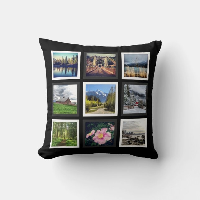 Almofada Grade branca e cinzenta preta da foto (Frente)