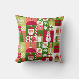 Almofada Grade de Ícones de Natal Coloridos com Tema de Fér