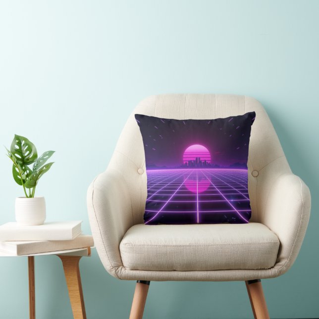 Almofada Grade Retro Neon Sintetizador Grid (Cadeira)
