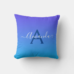 Almofada Gradient Blue elegant Monograma e nome