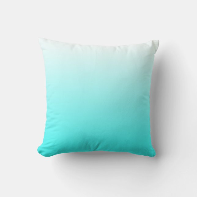 Almofada Gradiente Branco para Azul Aqua (Frente)