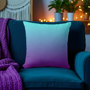 Almofada Gradiente de Fundo Simples Turquesa Azul Roxo