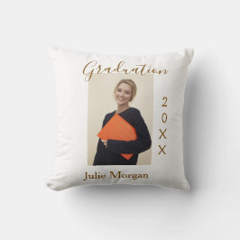 Almofada Graduation photo brown golden year 20XX namesimple