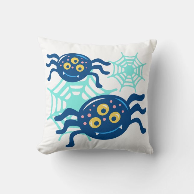Almofada Gráfico de Clipe de Aranha Azul-Cura (Frente)