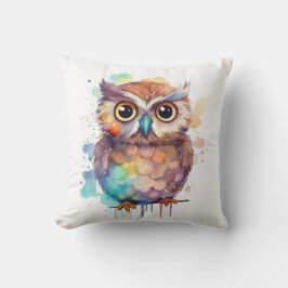 Almofada Gráfico de coruja em aquarela fofa
