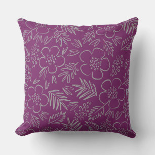 Almofada Gráfico de Padrão Floral Roxo
