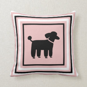 Almofada Gráfico de Poodle Preto - Travesseiro Decorativo 