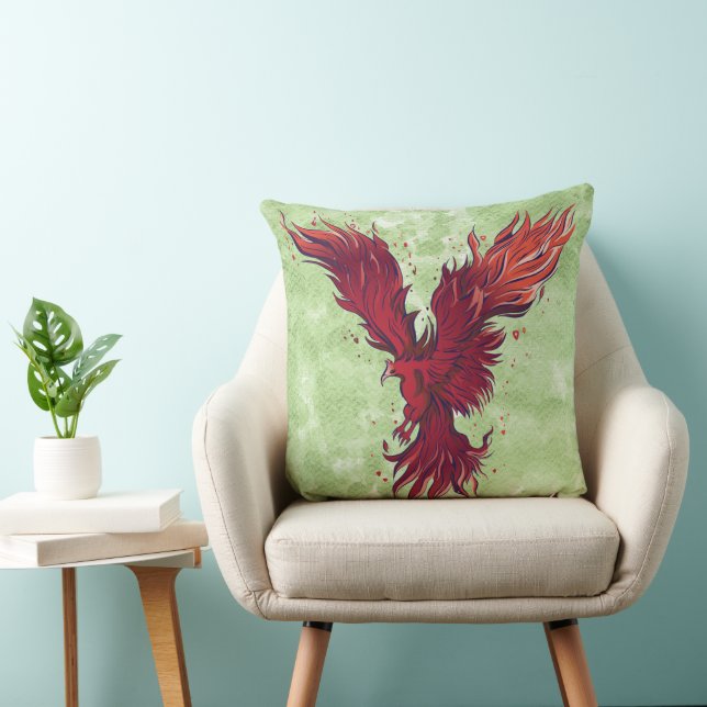 Almofada Gráfico do Pássaro Fenix Vermelho Voador (Cadeira)