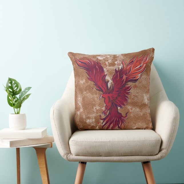 Almofada Gráfico do Pássaro Fenix Vermelho Voador (Cadeira)