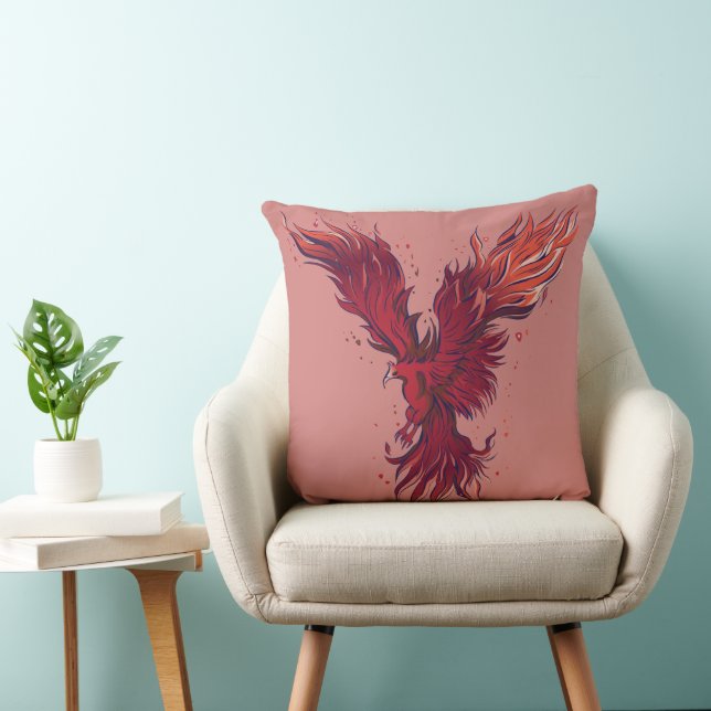 Almofada Gráfico do Pássaro Fênix Vermelho Voador (Cadeira)