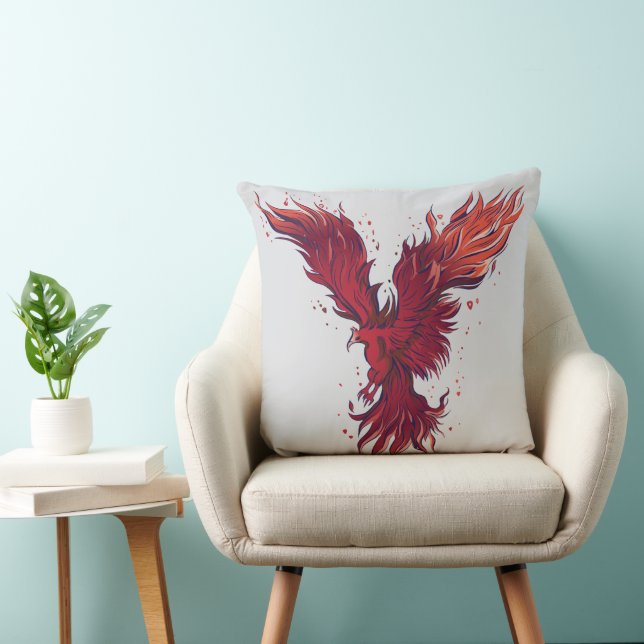 Almofada Gráfico do Pássaro Fênix Vermelho Voador (Cadeira)