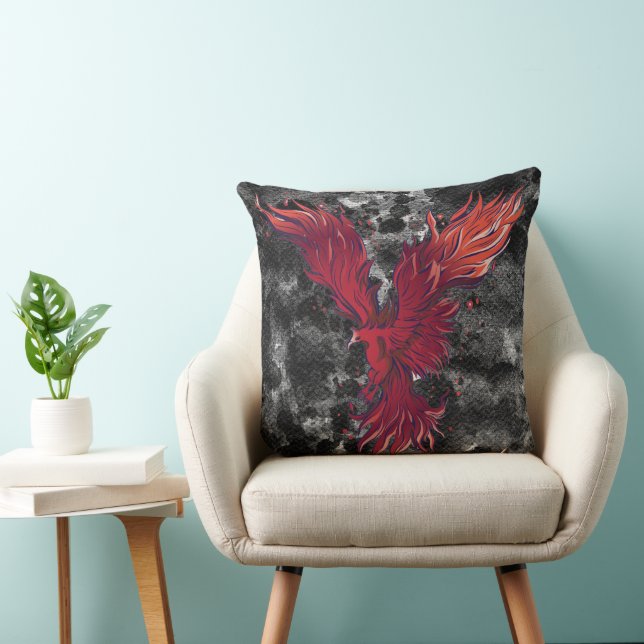 Almofada Gráfico do Pássaro Fenix Vermelho Voador (Cadeira)