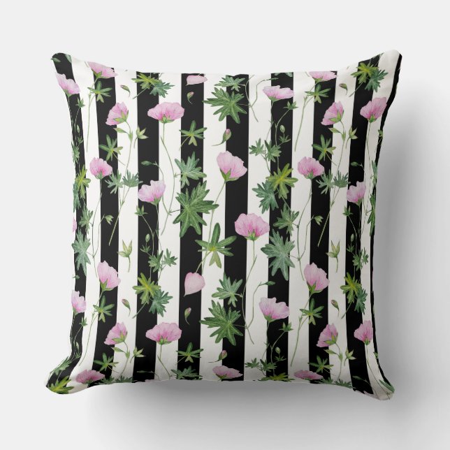 Almofada Gráficos de padrões florais rosa:  (Frente)