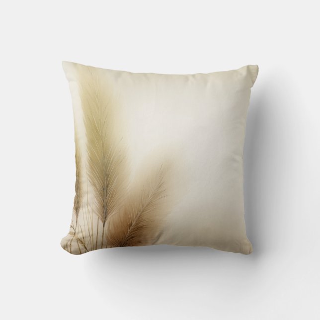 Almofada Grama Dourada das Pampas Boêmio Boho (Frente)