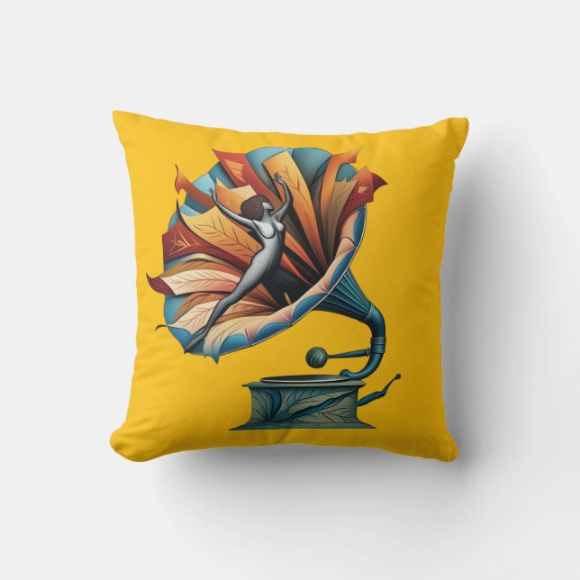 Almofada Gramofone Dançando Através da Melodia (Frente)