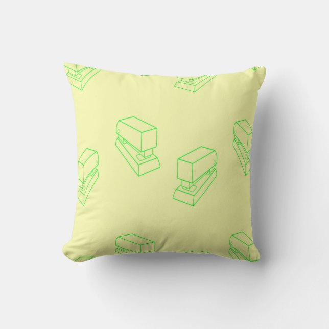 Almofada Grampeador verde em amarelo (Frente)