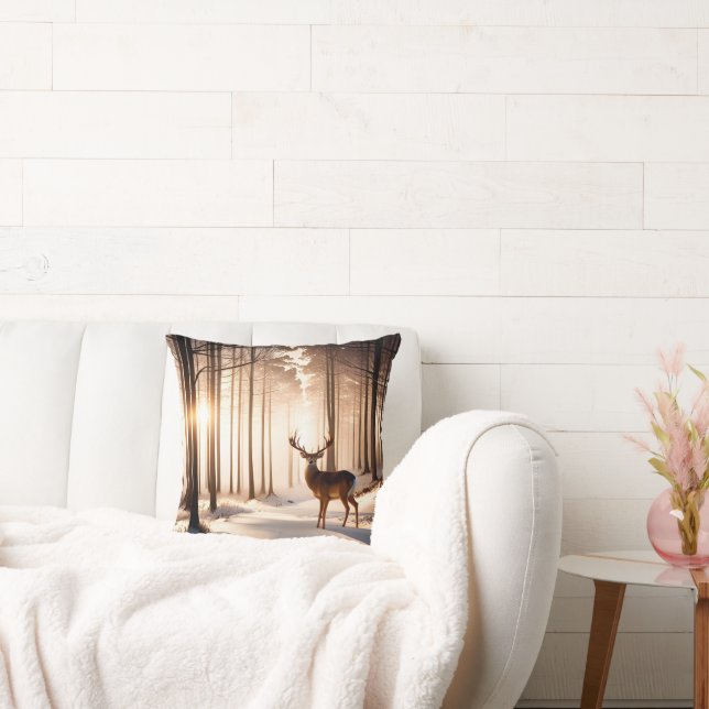 Almofada Grande Buck Na Floresta De Inverno (Sofá)