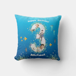 Almofada Grande Colagem De Fotos De aniversário de 3 anos S