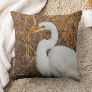 Almofada Grande Egret elegante nos juncos