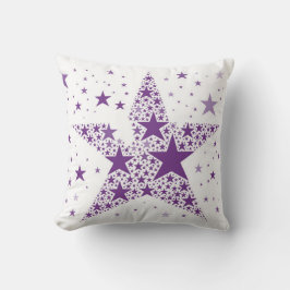 Almofada Grande Estrela feita de Pequenas Estrelas em Púrpu