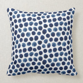 Almofada Grande índigo/teste padrão de bolinhas azul da