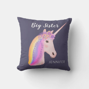Almofada Grande Irmã Cute Unicorn Rainbow Personalizado