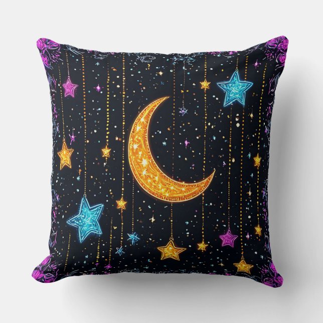 Almofada Grande lua crescente e numerosas estrelas (Frente)