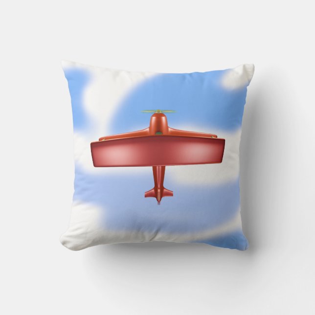 Almofada Grande Travesseiro decorativo de Avião Vermelho Vo (Frente)