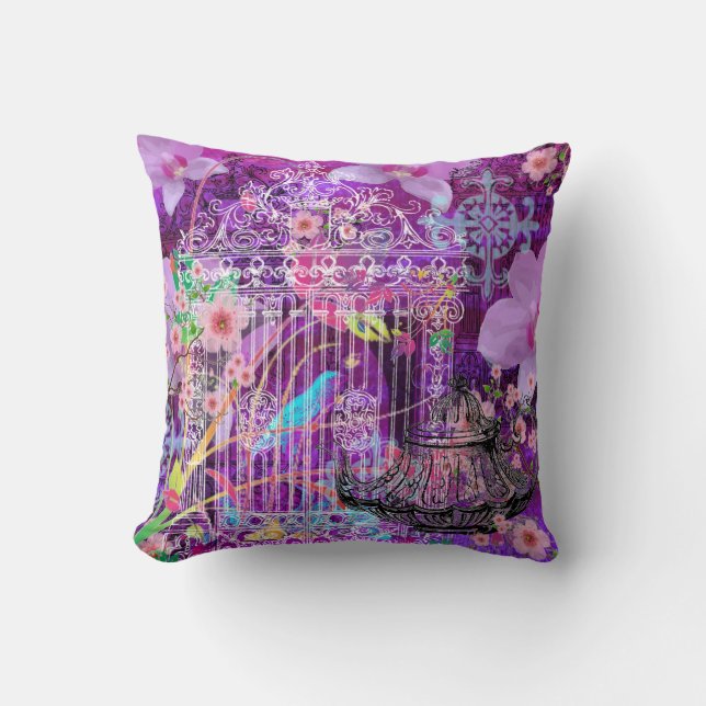 Almofada Grande travesseiro decorativo, violeta, gaiola de (Frente)