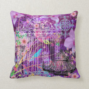 Almofada Grande travesseiro decorativo, violeta, gaiola de