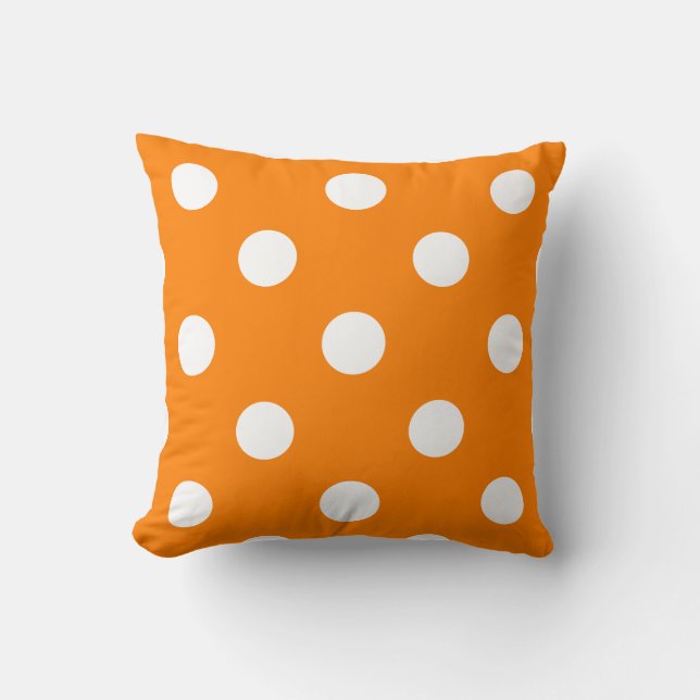 Almofada Grandes bolinhas - branco na laranja (Frente)