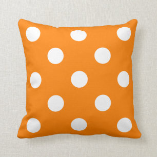 Almofada Grandes bolinhas - branco na laranja