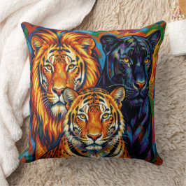 Almofada Grandes Felinos: Tigre, Leão, Pantera Negra