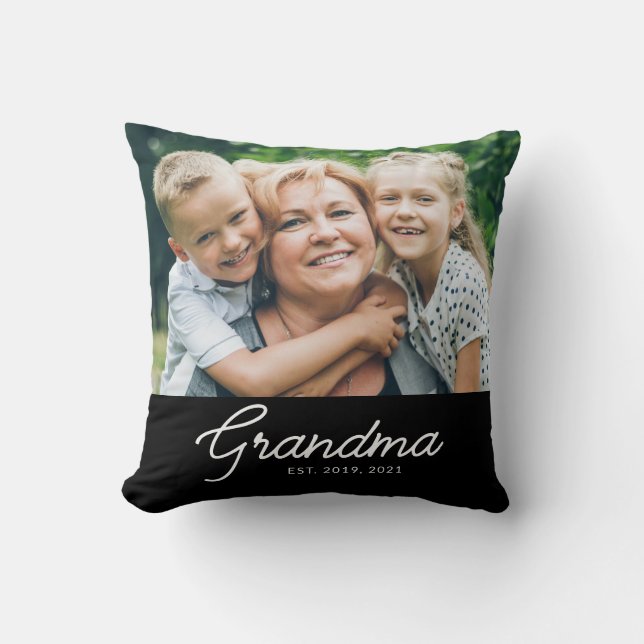 Almofada Grandma Established Modern Script Photo (Frente)