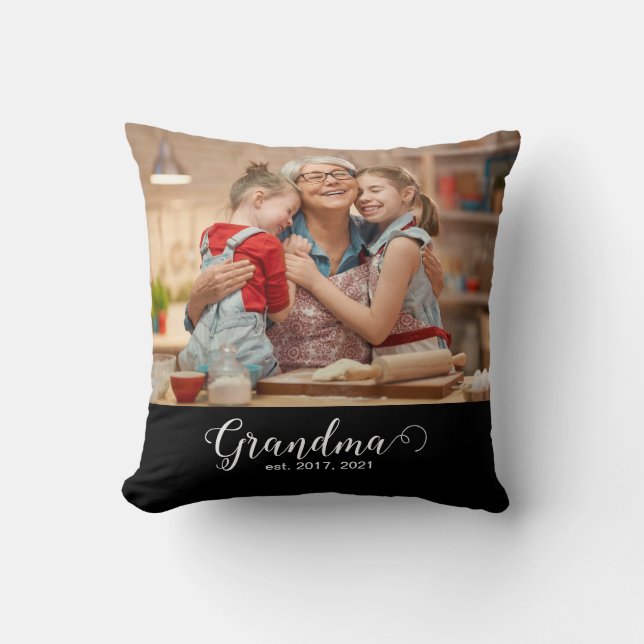Almofada Grandma Established Script Gift Photo (Frente)
