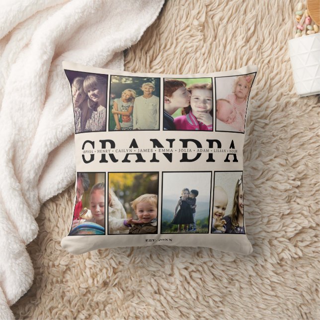 Almofada Grandpa Pillow – 8 Photos & Grandkids’ Names (Cobertor)