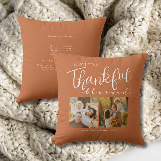Almofada Grateful Thankful Blessed Família Foto Moderna