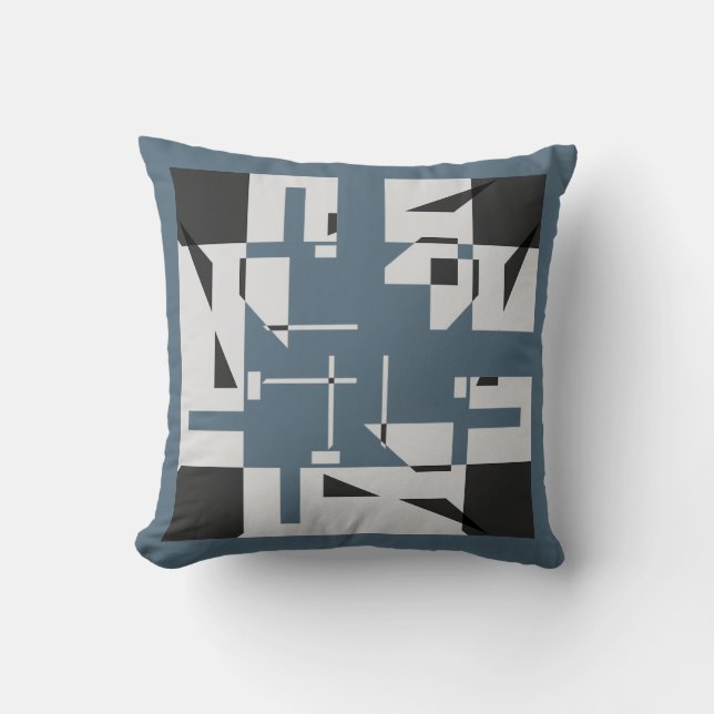 Almofada Gray Black Slate Blue Small Shapes Art Labyrinth (Frente)