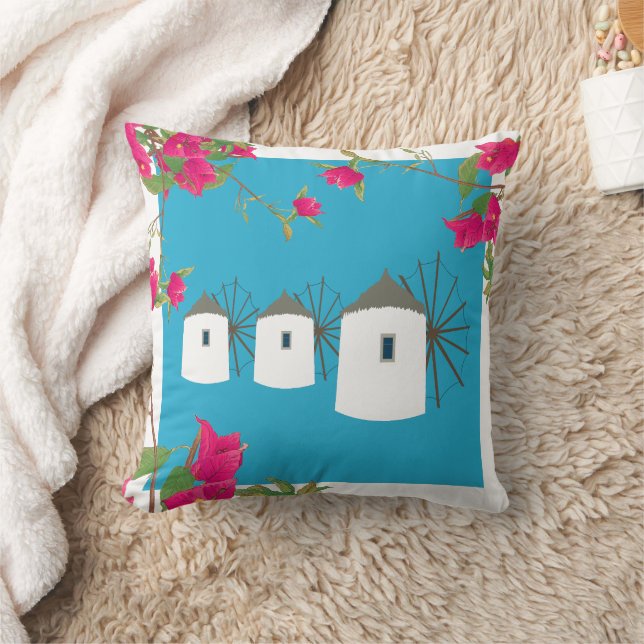 Almofada Grécia Bougainvillea Ilhas Gregas Windmills (Cobertor)