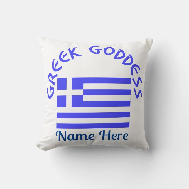 Almofada Greek Goddess and Flag of Greece Personalized  (Frente)