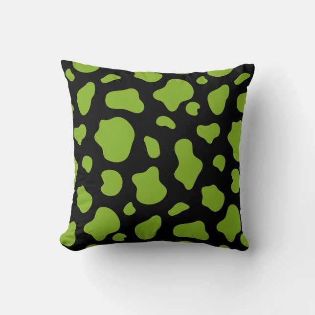 Almofada Green and black Cow Print Decorative Pillow (Frente)
