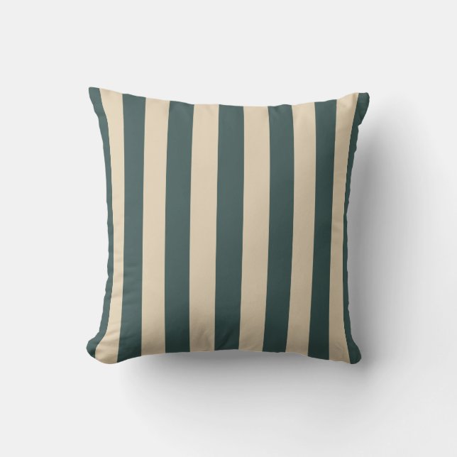 Almofada Green And Cream Vertical Stripes (Frente)
