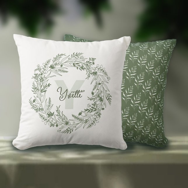 Almofada Green Botanical Monogram Y (Criador carregado)