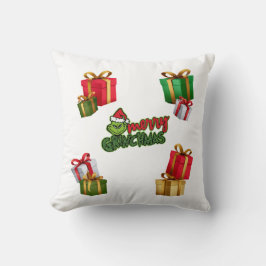 Almofada Green Christmas Creature with Gift Boxes