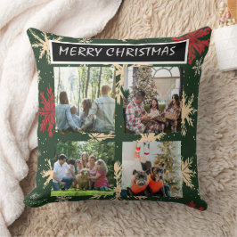 Almofada Green Christmas Patterns 4 Photo Collage