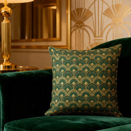 Almofada Green Gold Art Deco Pattern Decor