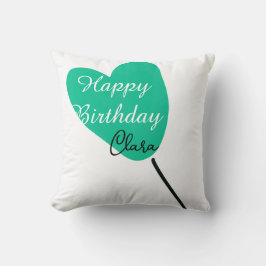 Almofada Green heart happy birthday white black balloon kid