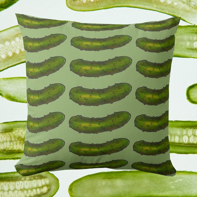Almofada Green Kosher Deli Sour Dill Pickle Foodie (Pickle print pillow)
