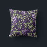 Almofada  Green Leaves and Wisteria Floral Pattern<br><div class="desc">Seamless pattern of lush green leaves and delicate purple wisteria flowers on a dark purple background,  creating an elegant,  floral design.</div>